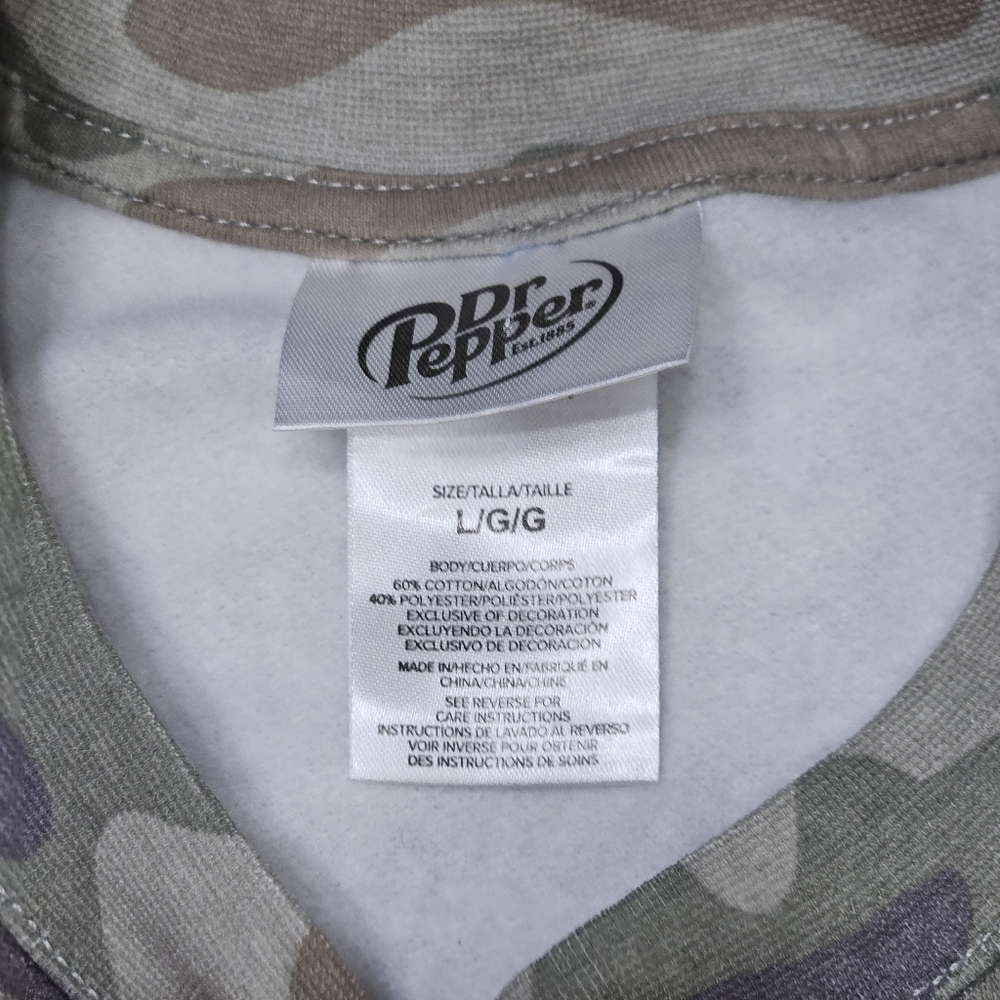 NWT Dr pepper Est.1885 Women's Large sweatshirt Camo I'm A Pepper - Picture 8 of 11